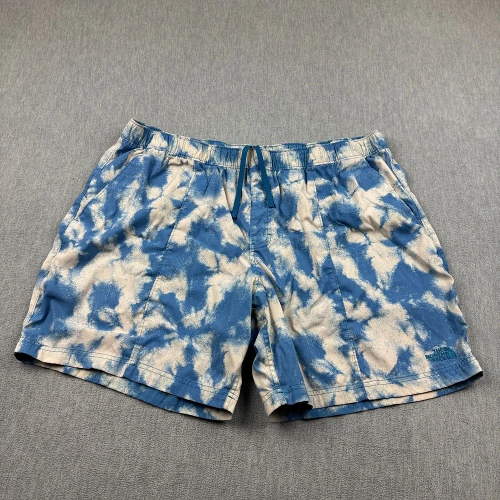 The North Face Shorts Mens 2XL Blue Class V Tie Dye Swim Trunks Boardshort Retro